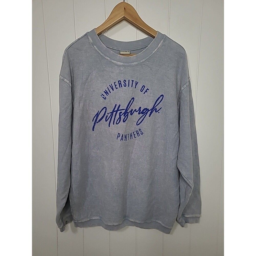 Chicka-d University of Pittsburgh Sweatshirt Top Womens Size Medium Gray Blue